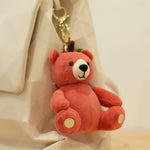 Urso de pelúcia chaveiro brinquedos para crianças 10 cm pelúcia animal maçã pelúcia mochila bolsa pingente presente para meninas