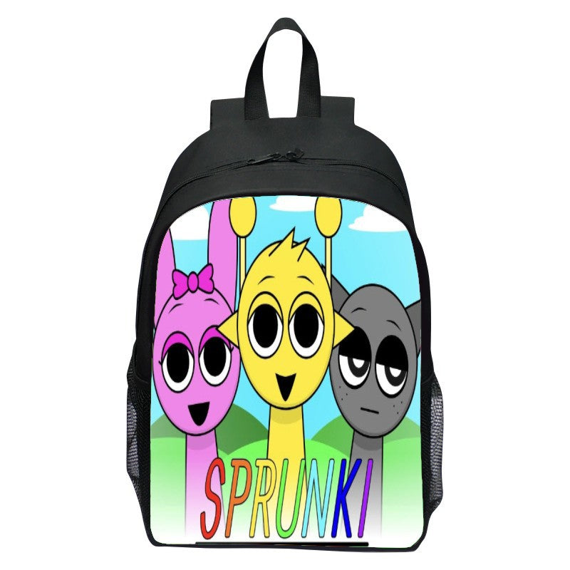 New Printed Rhythm Box Sprunki Schoolbag Student Cartoon Game Peripheral Backpack for Boys and Girls