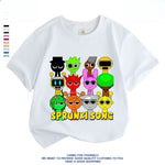 Rhythm Box Sprunki Meninos Algodão Roupas Infantis Camiseta de Manga Curta Nova Top Infantil Grande Infantil Meia Manga Casual