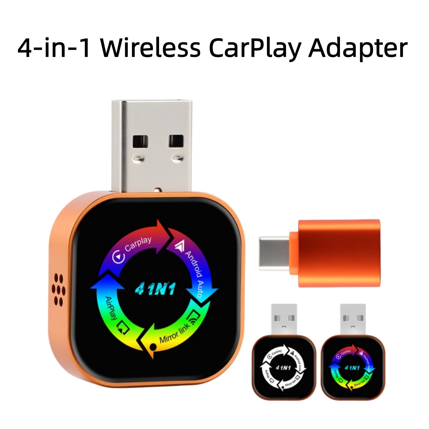 2026 最新 4 合 1 CarPlay 适配器无线 CarPlay 自动镜像链接即插即用-
