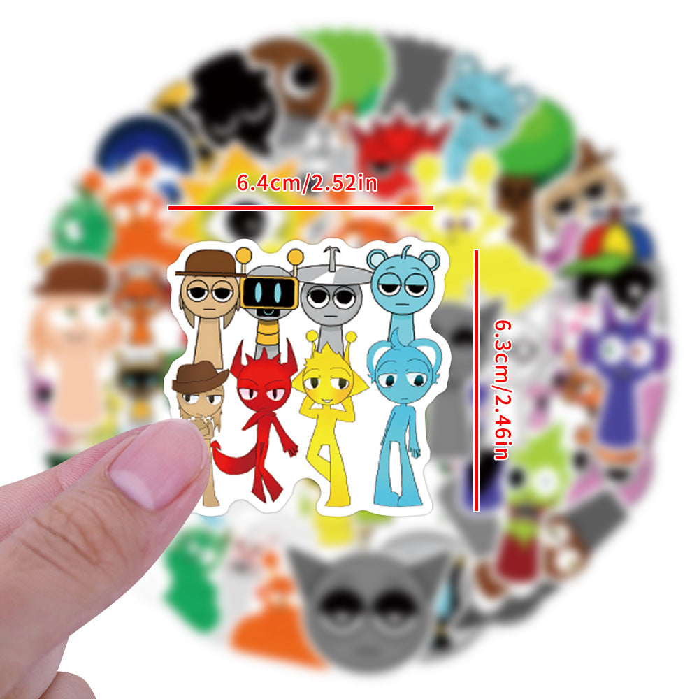 55pcs incredibox sprunki graffiti stickers decorate skateboard notebook DIY stickers