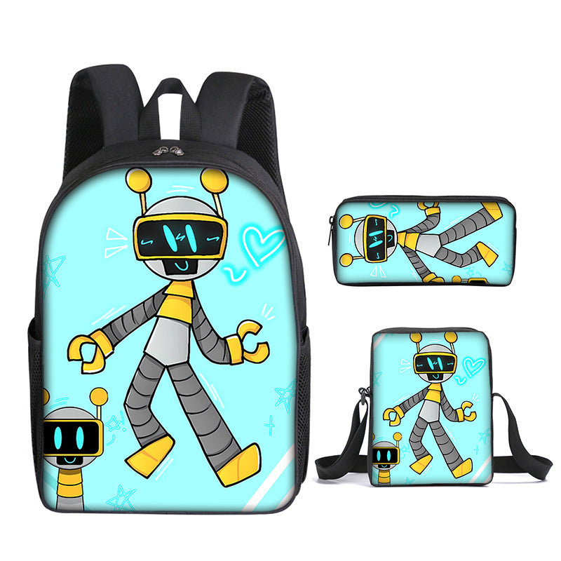 3D Rhythm Box Sprunki Three-piece Set Elementary School Children's School Bag Backpack Shoulder Bag Pencil Bag