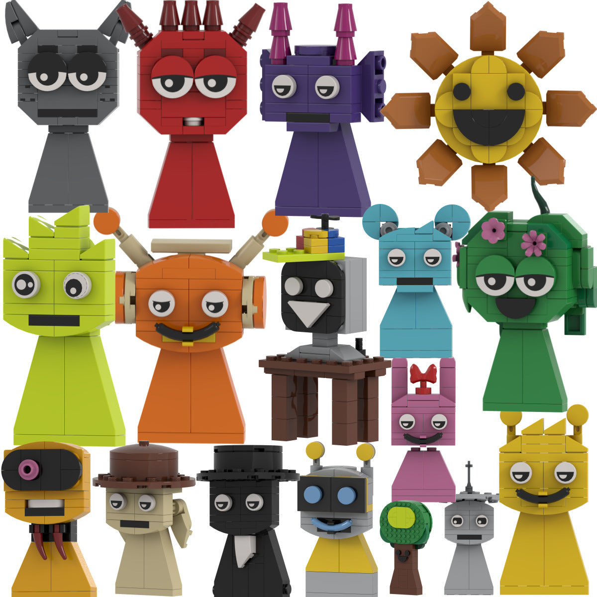 2025 New Sprunki Rhythm Box Blackened Monster Music Game Peripheral Building Block Toy Model Doll