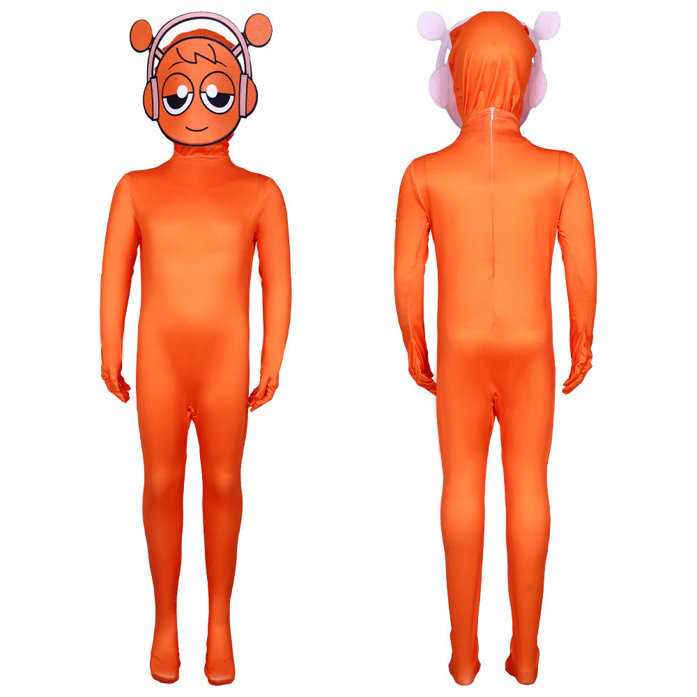 Rhythm Box Cosplay Costume Sprunki Game Jumpsuit Tights Gray Performance Clothes Funny Performance Men's Children's Clothes