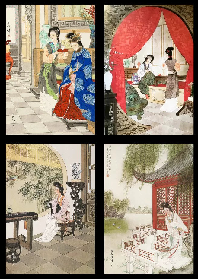 王叔暉先生紅樓夢人物畫明信片16張一套