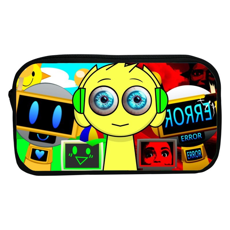 New Printed Sprunki Pencil Case Cartoon Rhythm Box Stationery Bag Primary School Students Storage Bag