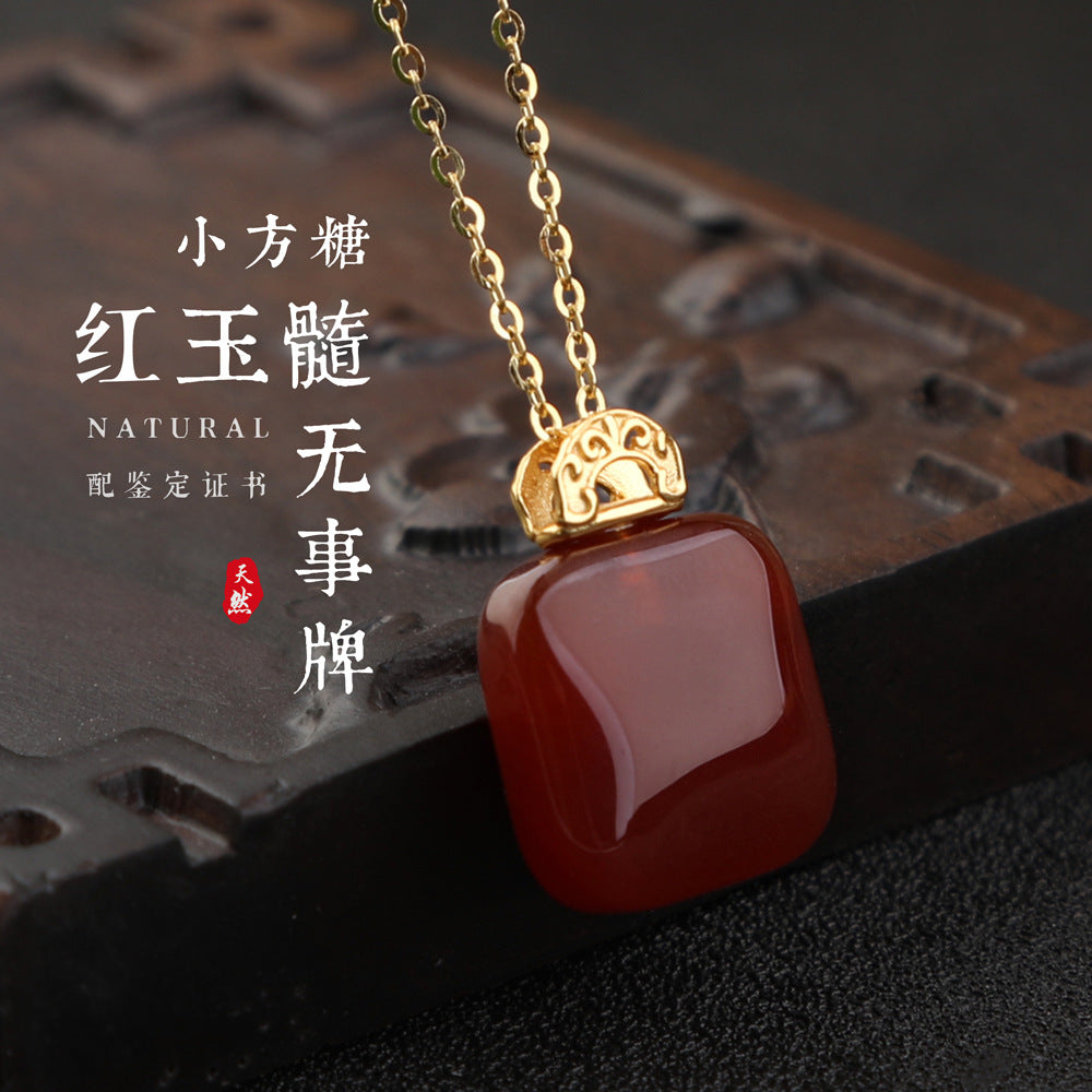 紅樓夢綛珠還情 · 紅瑪瑙小方糖吊墜