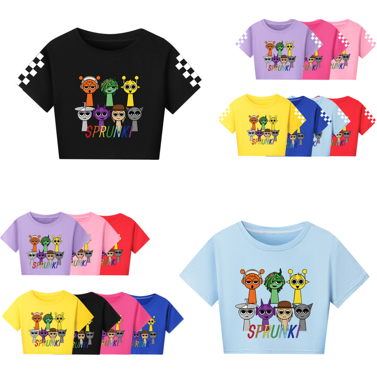 Sprunki Rhythm Box Adult Children Half-length Short Sleeve Warm and Interesting Parent-child Outfit