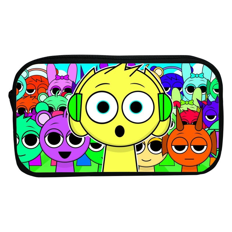 New Printed Sprunki Pencil Case Cartoon Rhythm Box Stationery Bag Primary School Students Storage Bag